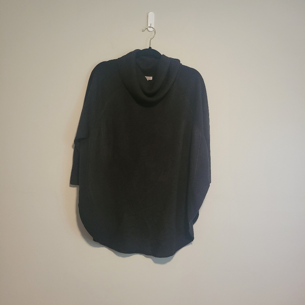 Roz & Ali Women's Black Cowl Neck Sweater 3/4 Sleeve Size Large
